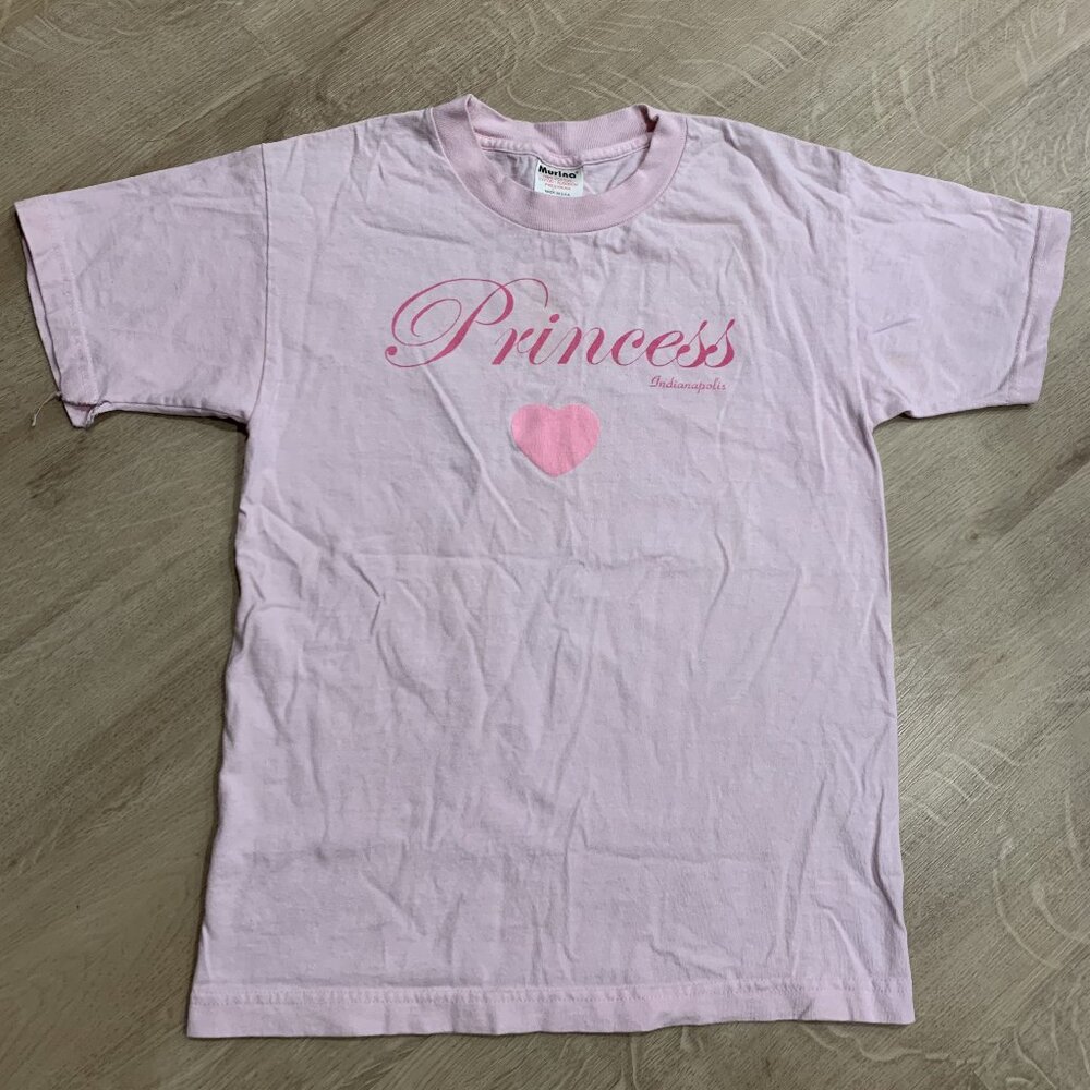 Vintage 90s/Y2K Princess Indianapolis Heart Pink Youth Girls Large L 14-16 Shirt